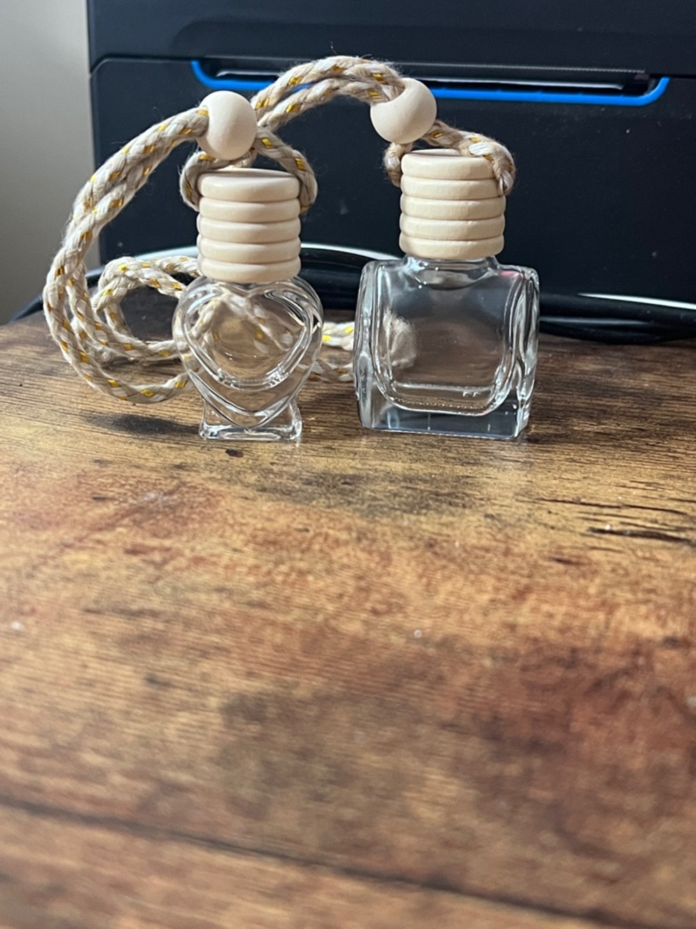 Glass reed  car freshener filled with oil set of 2. Vent clip for car